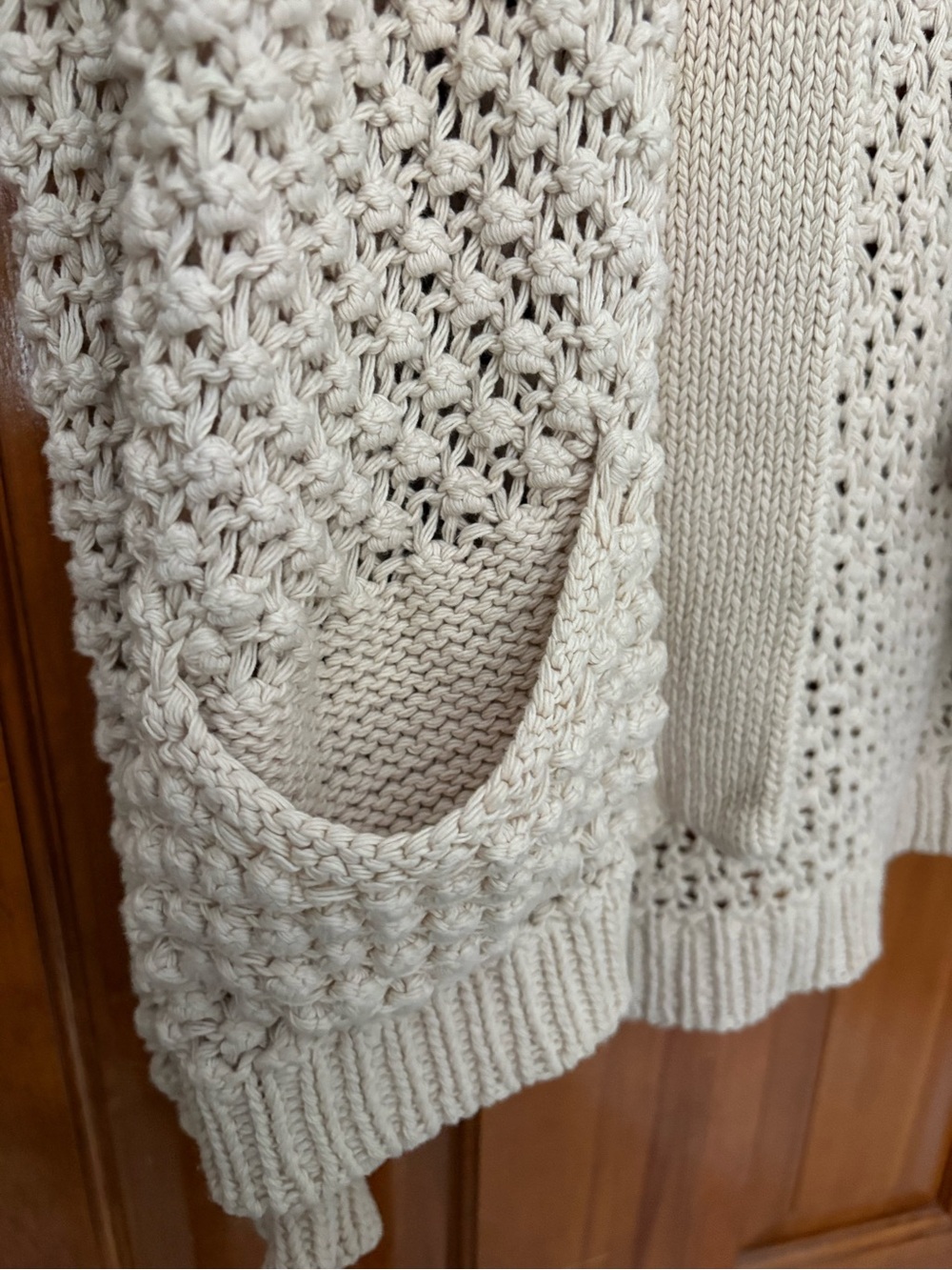 The Great. Knit Cardigan Open Front Shawl Collar Pocket Cream Size 2 US M - Picture 3 of 7